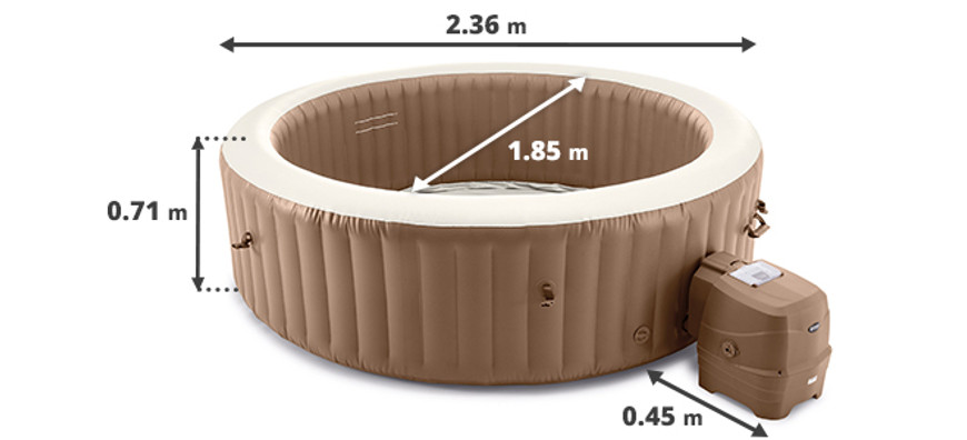 dimensions du jacuzzi gonflable intex sahara 8 places