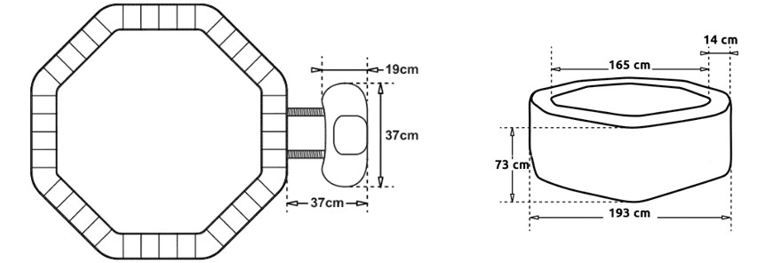 dimensions du spa octogonal octopus 6 places
