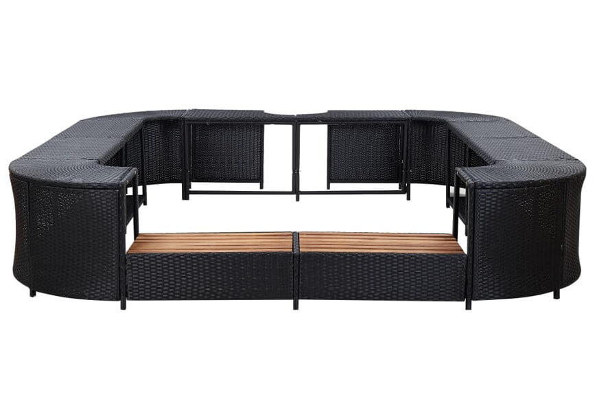 habillage spa gonflable carré en poly rotin noir pour modèles bestway et mspa